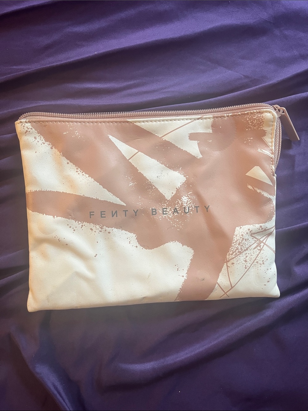 Fenty Beauty Pink and Cream Graphic Cosmetic Pouch
